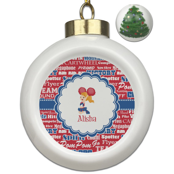 Custom Cheerleader Ceramic Ball Ornament - Christmas Tree (Personalized)