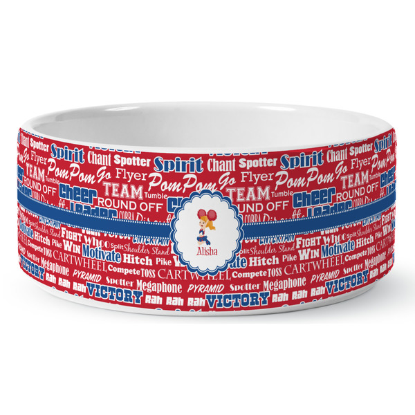 Cheerleader Ceramic Dog Bowl - Medium - Front