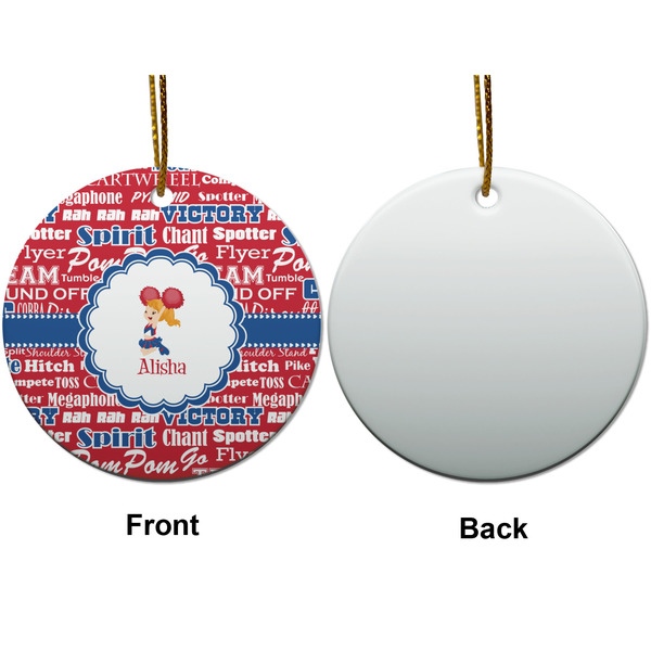 Cheerleader Ceramic Flat Ornament - Circle Front & Back (APPROVAL)