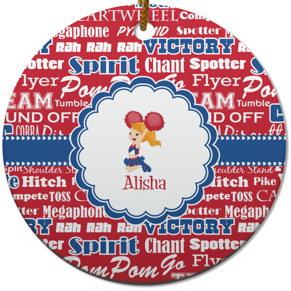 Cheerleader Ceramic Flat Ornament - Circle (Front)