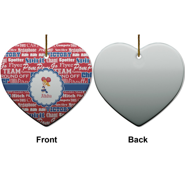 Cheerleader Ceramic Flat Ornament - Heart Front & Back (APPROVAL)