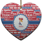 Cheerleader Heart Ceramic Ornament w/ Name or Text