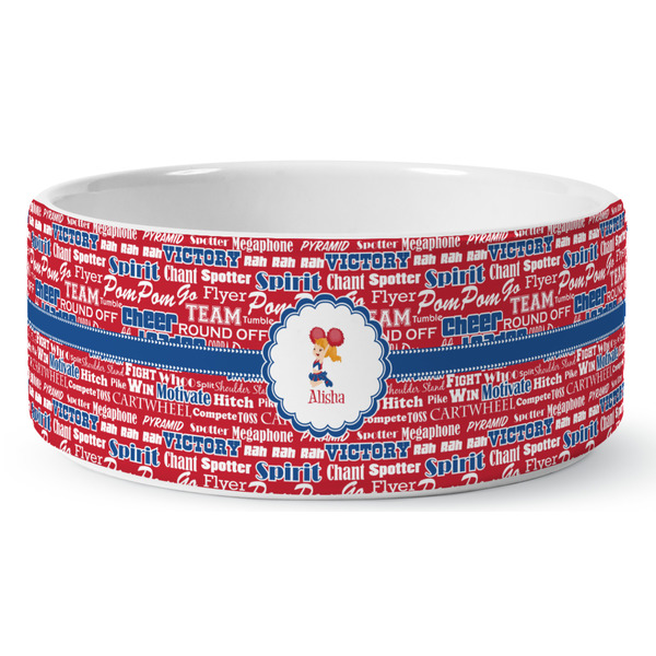 Custom Cheerleader Ceramic Dog Bowl - Large (Personalized)
