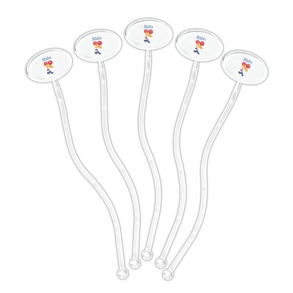 Cheerleader Clear Plastic 7" Stir Stick - Oval - Fan