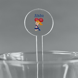Cheerleader 7" Round Plastic Stir Sticks - Clear (Personalized)