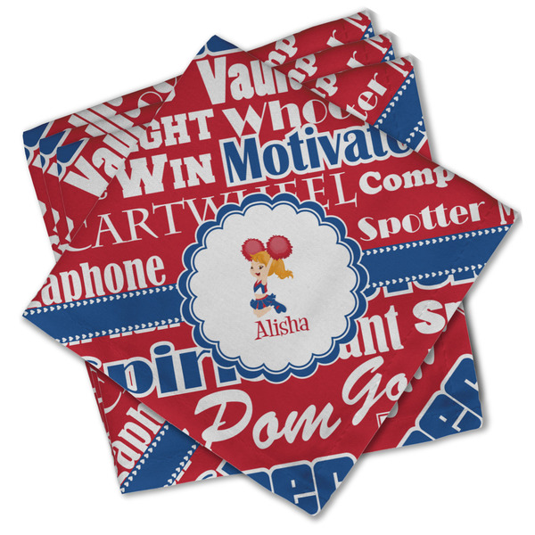 Custom Cheerleader Cloth Cocktail Napkins - Set of 4 w/ Name or Text