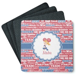Cheerleader Square Rubber Backed Coasters - Set of 4 (Personalized)
