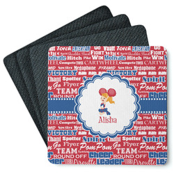 Cheerleader Square Rubber Backed Coasters - Set of 4 (Personalized)