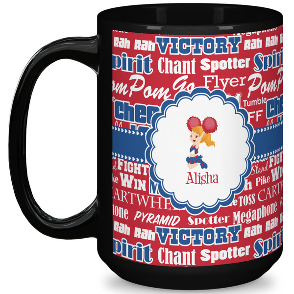 Custom Cheerleader 15 Oz Coffee Mug - Black (Personalized)