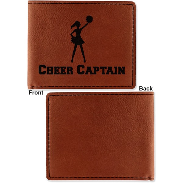 Cheerleader Cognac Leatherette Bifold Wallets - Front and Back Single Sided - Apvl