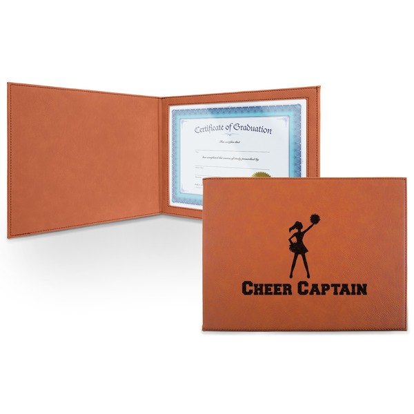 Custom Cheerleader Leatherette Certificate Holder - Front (Personalized)