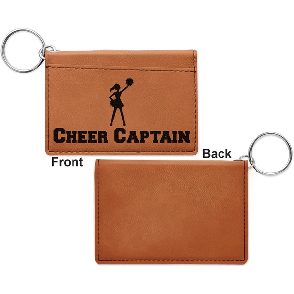 Cheerleader Cognac Leatherette Keychain ID Holders - Front Apvl