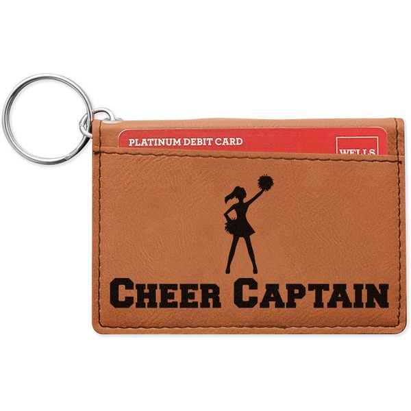 Custom Cheerleader Leatherette Keychain ID Holder - Double Sided (Personalized)