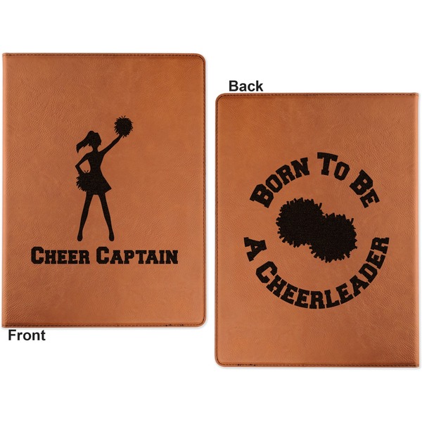 Cheerleader Cognac Leatherette Portfolios with Notepad - Large - Double Sided - Apvl