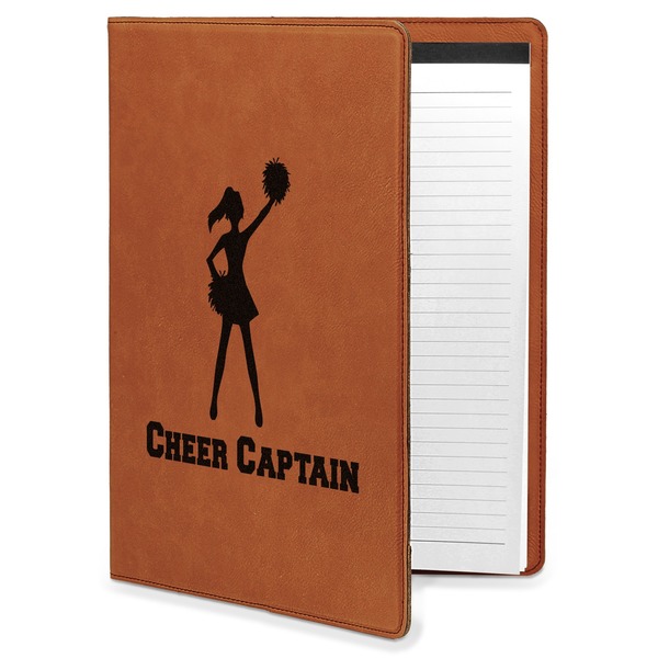 Custom Cheerleader Leatherette Portfolio with Notepad - Large - Double Sided (Personalized)