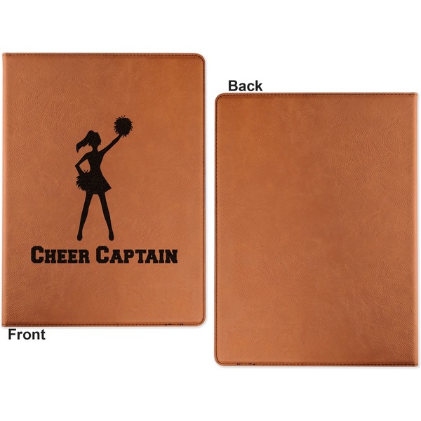 Cheerleader Cognac Leatherette Portfolios with Notepad - Large - Single Sided - Apvl