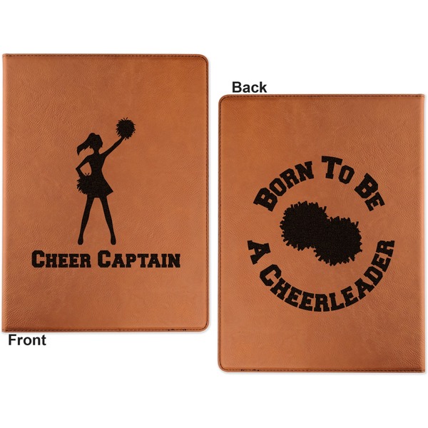 Cheerleader Cognac Leatherette Portfolios with Notepad - Small - Double Sided- Apvl