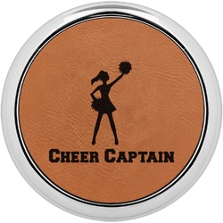 Cheerleader Leatherette Round Coaster w/ Silver Edge - Single or Set (Personalized)