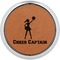 Cheerleader Cognac Leatherette Round Coasters w/ Silver Edge - Single