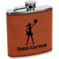 Cheerleader Leatherette Wrapped Stainless Steel Flask (Personalized)