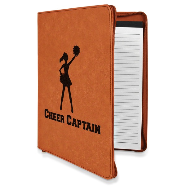 Custom Cheerleader Leatherette Zipper Portfolio with Notepad - Single Sided (Personalized)