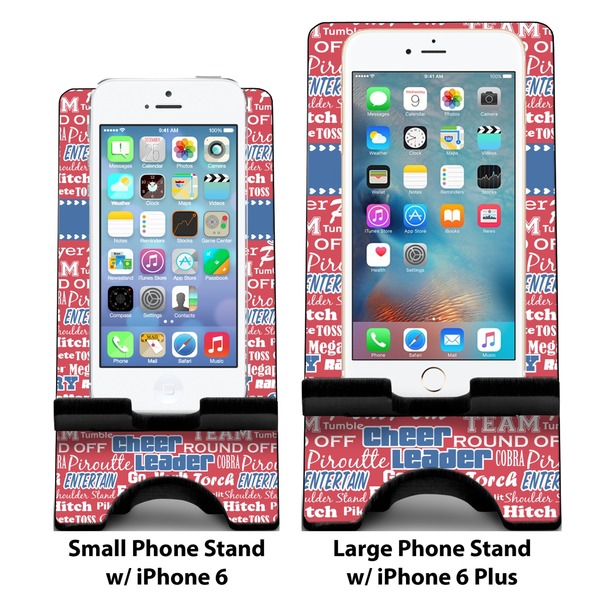 Cheerleader Compare Phone Stand Sizes - with iPhones
