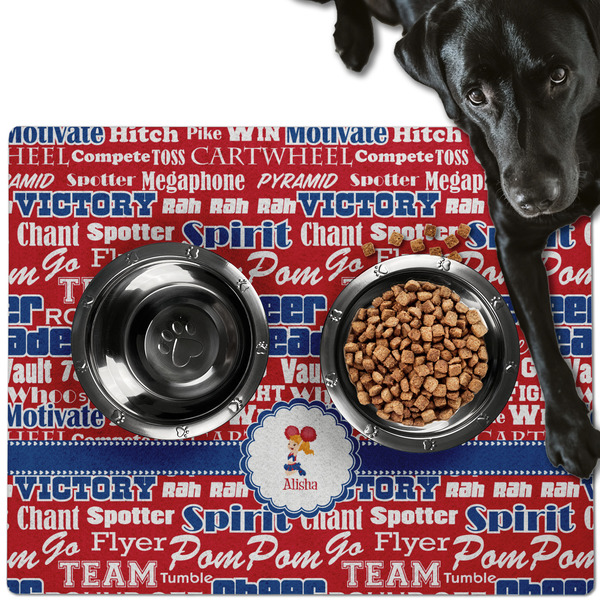 Cheerleader Dog Food Mat - Large LIFESTYLE