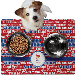 Cheerleader Dog Food Mat - Medium w/ Name or Text