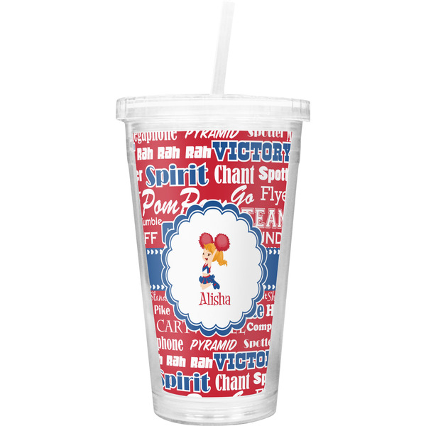 Custom Cheerleader Double Wall Tumbler with Straw (Personalized)