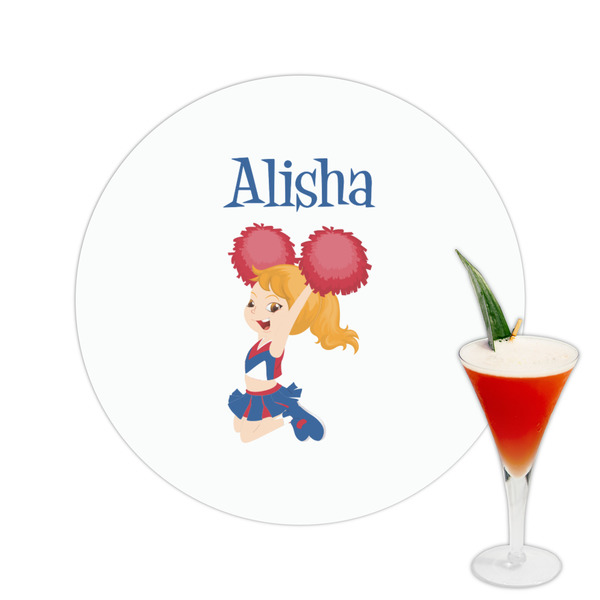 Custom Cheerleader Printed Drink Topper -  2.5" (Personalized)