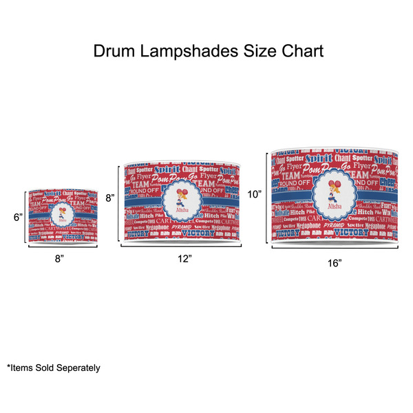 Cheerleader Drum Lampshades - Sizing Chart