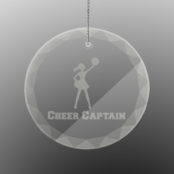 Custom Cheerleader Engraved Glass Ornament - Round (Personalized)
