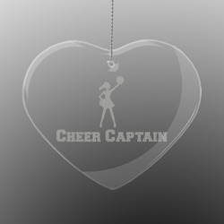 Cheerleader Engraved Glass Ornament - Heart (Personalized)