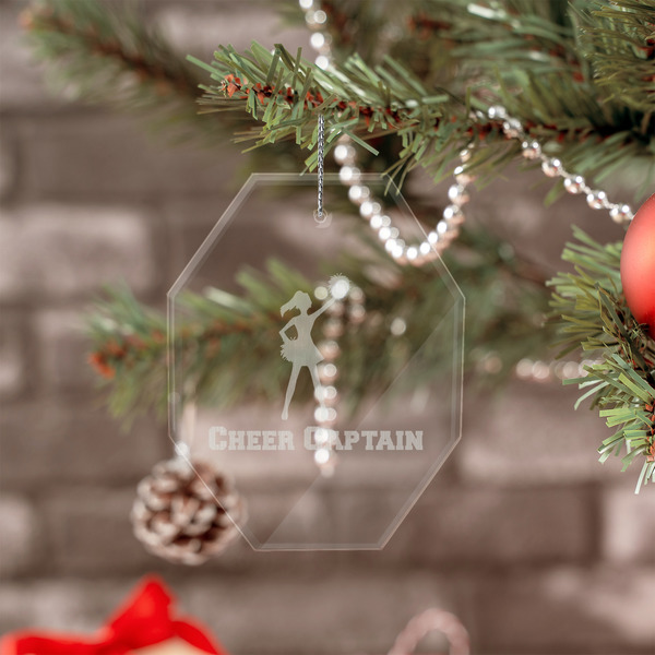 Cheerleader Engraved Glass Ornaments - Octagon (Lifestyle)