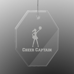 Cheerleader Engraved Glass Ornament - Octagon (Personalized)