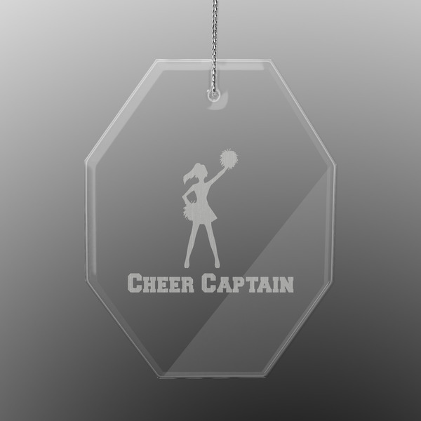 Custom Cheerleader Engraved Glass Ornament - Octagon (Personalized)