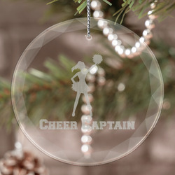 Cheerleader Engraved Glass Ornament (Personalized)