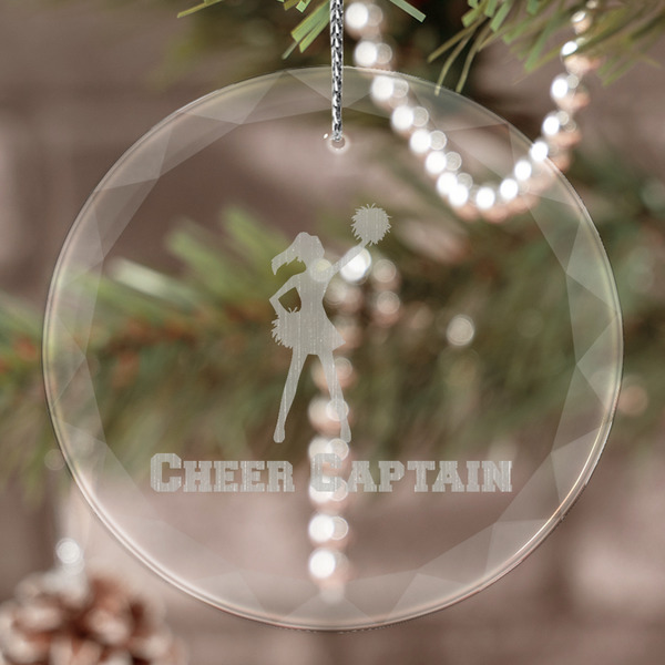 Custom Cheerleader Engraved Glass Ornament (Personalized)