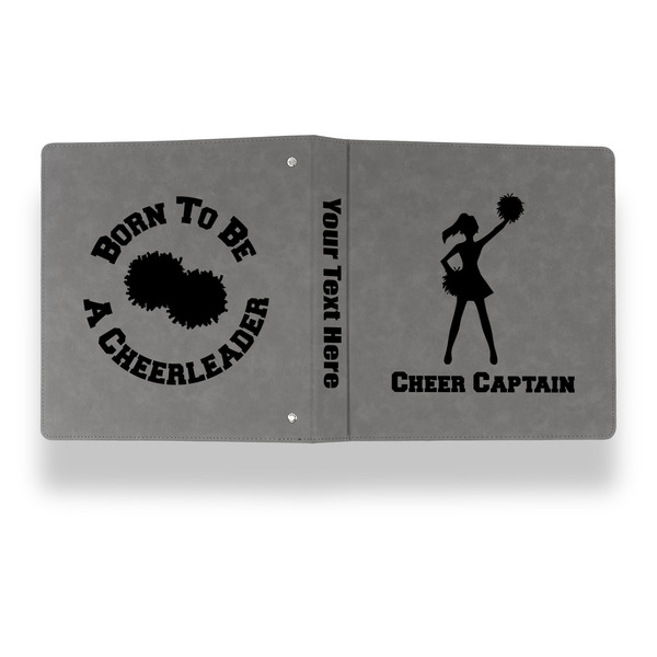 Cheerleader Leather Binder - 1" - Grey - Back Spine Front View