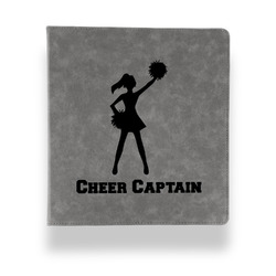 Cheerleader Leather Binder - 1" - Grey (Personalized)