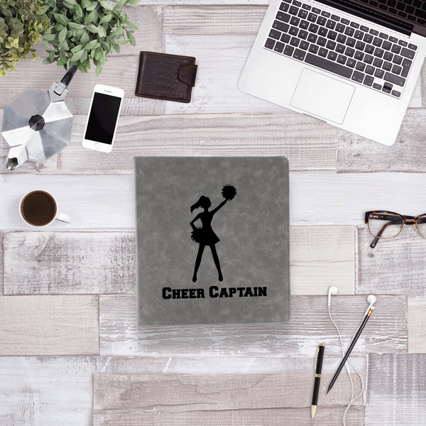 Cheerleader Leather Binder - 1" - Grey - Lifestyle View