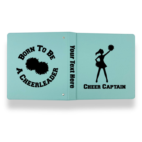 Cheerleader Leather Binder - 1" - Teal - Back Spine Front View