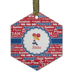 Cheerleader Flat Glass Ornament - Hexagon w/ Name or Text