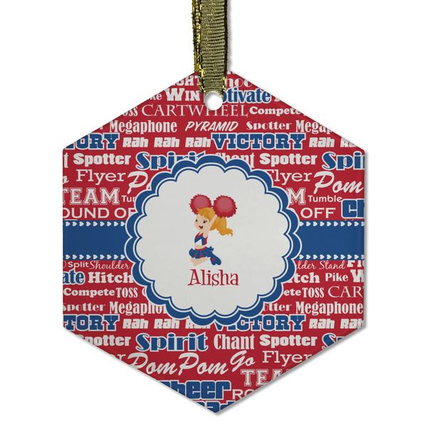 Cheerleader Frosted Glass Ornament - Hexagon