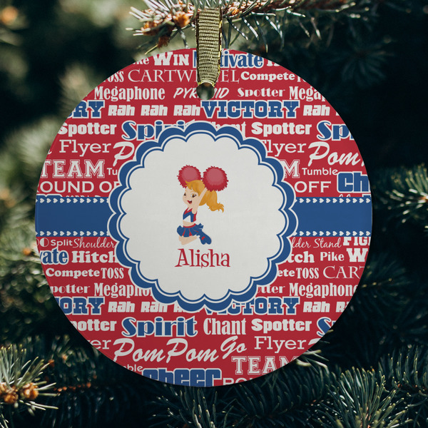 Cheerleader Frosted Glass Ornament - Round (Lifestyle)
