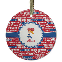 Cheerleader Flat Glass Ornament - Round w/ Name or Text