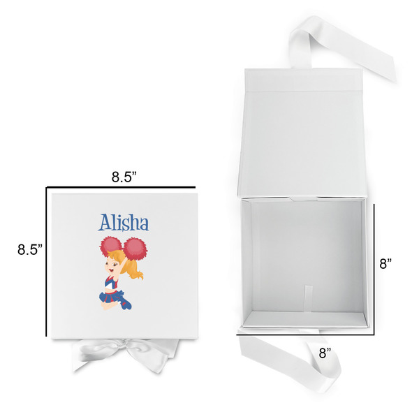 Cheerleader Gift Boxes with Magnetic Lid - White - Open & Closed