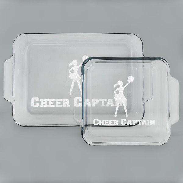Custom Cheerleader Set of Glass Baking & Cake Dish - 13in x 9in & 8in x 8in (Personalized)