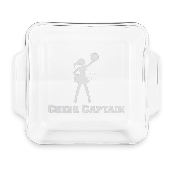 Custom Cheerleader Glass Cake Dish with Truefit Lid - 8in x 8in (Personalized)