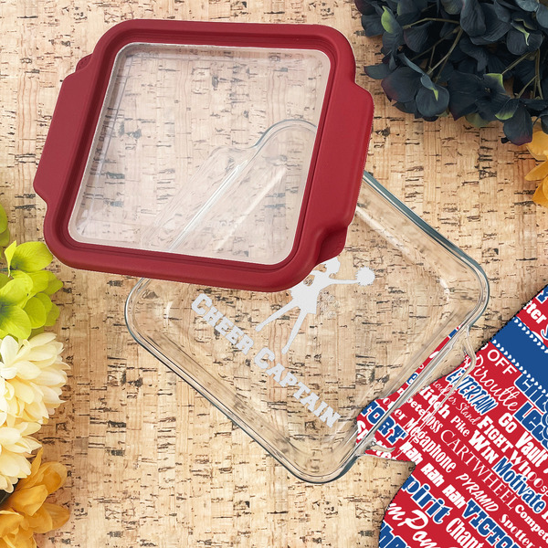 Cheerleader Glass Cake Dish - LIFESTYLE (8x8)